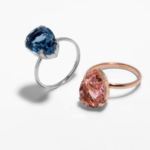 Diana rose gold-plated adjustable ring with pink in tear shape