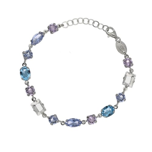Sabina sterling silver adjustable bracelet with multicolour in combination shape