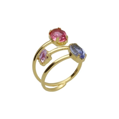Sabina gold-plated adjustable ring with multicolour in combination shape