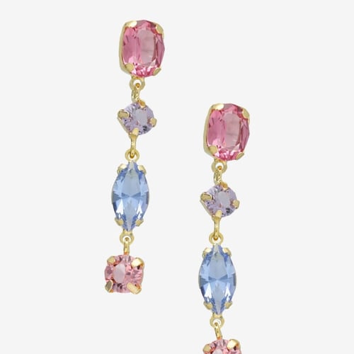 Sabina gold-plated long earrings with multicolour in combination shape