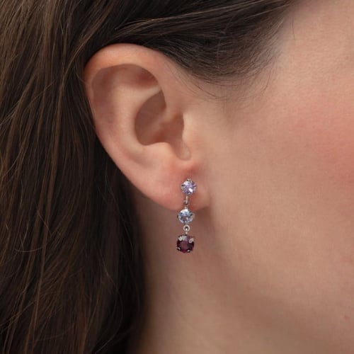 Velvet sterling silver long earrings with multicolour in combination shape