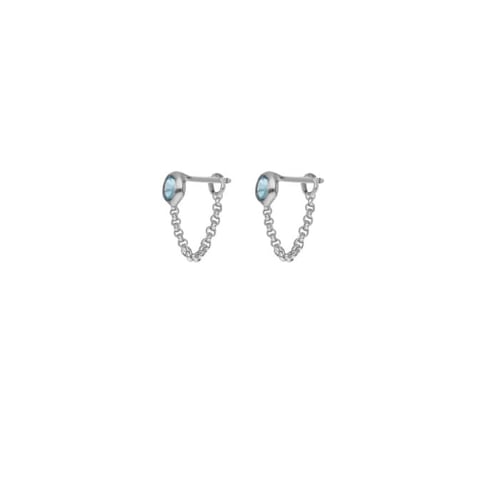Lis aquamarine chain earrings in silver