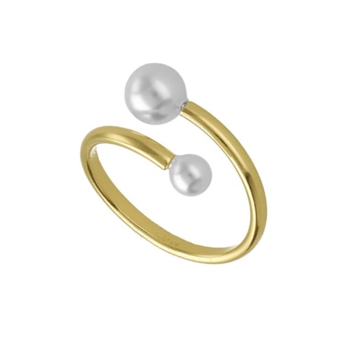 Anillo ajustable perlas color perla bañado en oro