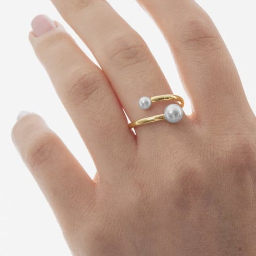 MOTHER gold-plated adjustable ring with pearls in pearls shape