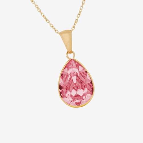 Gold-plated light rose necklace in tear shape