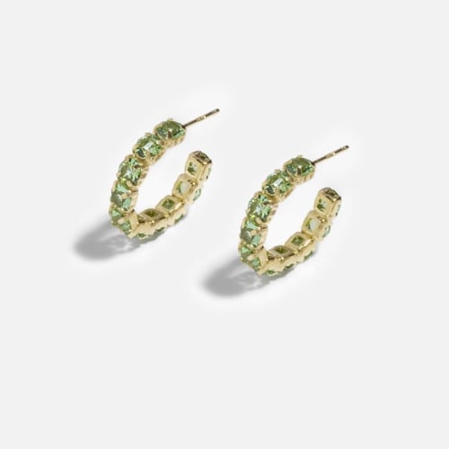 Jade crystals peridot earrings in gold plating
