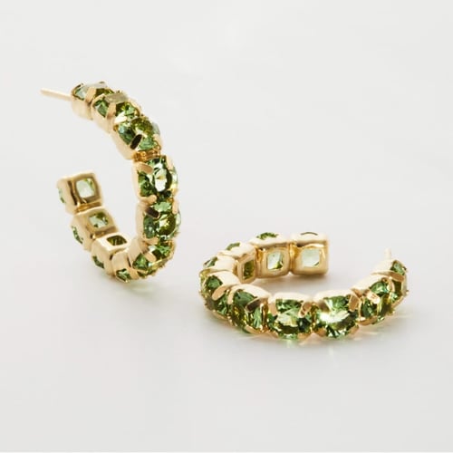 Jade crystals peridot earrings in gold plating