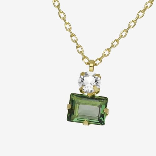 Chiara gold-plated short necklace with green in rectangle shape
