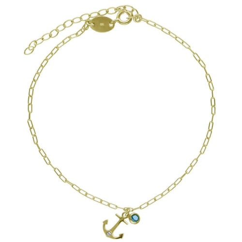 Ocean gold-plated anklet with blue in anchor shape