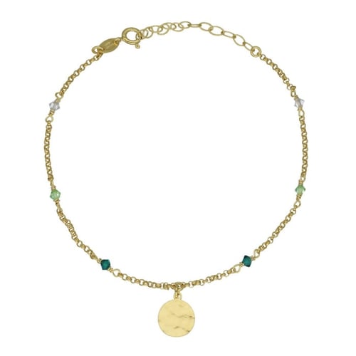 Gold-plated anklet with green in circle shape