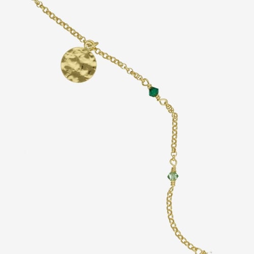 Gold-plated anklet with green in circle shape