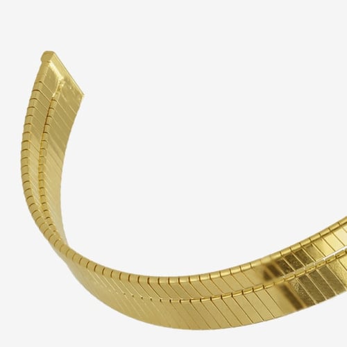 Pulsera doble brazalete rígido cadena aplanada bañada en oro