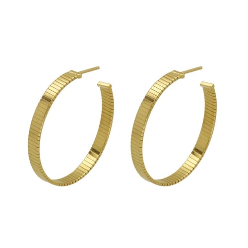 Cairo gold-plated hoop earrings in flattened shape