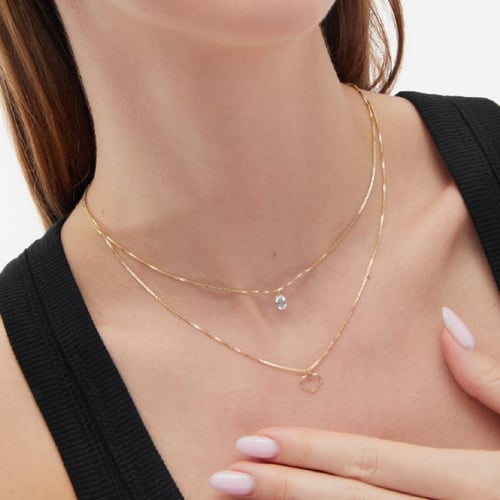 Genoveva gold-plated layering necklace white in heart shape