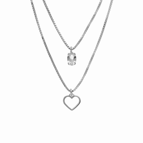 Genoveva sterling silver layering necklace white in heart shape