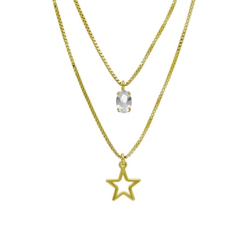 Genoveva gold-plated layering necklace white in star shape