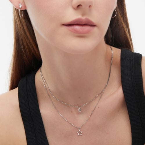 Genoveva sterling silver layering necklace white in star shape