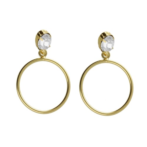 Genoveva gold-plated short earrings white in oval shape
