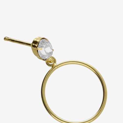 Genoveva gold-plated short earrings white in oval shape