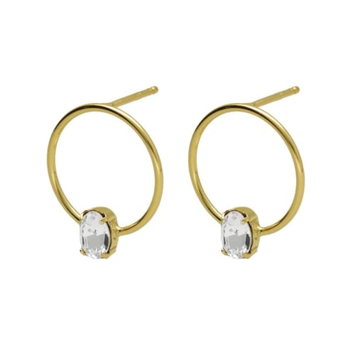 Genoveva gold-plated short earrings white in circle shape