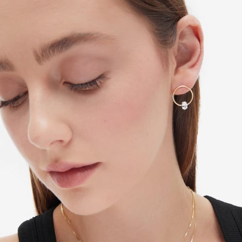 Genoveva gold-plated short earrings white in circle shape