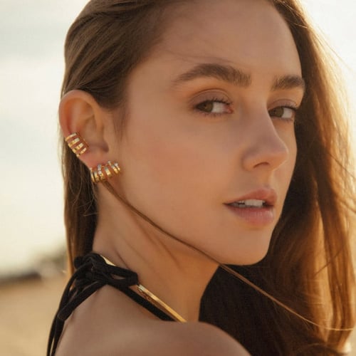 Briseida gold-plated ear cuff earring in 4 bands shape