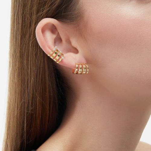 Briseida gold-plated ear cuff earring white in 4 bands shape