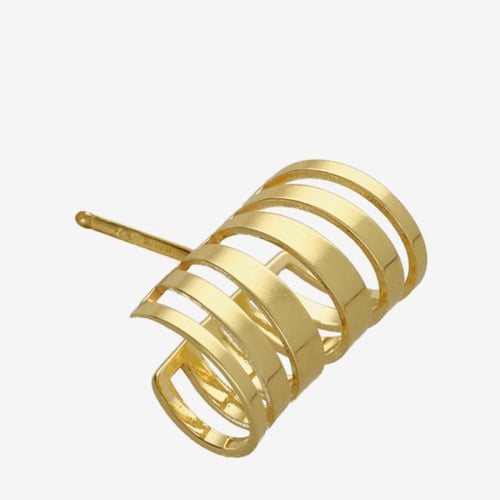 Briseida gold-plated short earrings in 6 bands shape