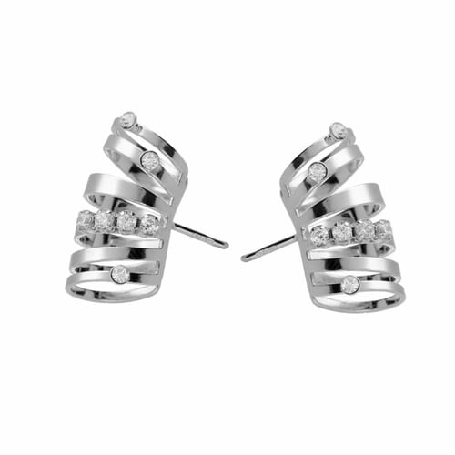 Briseida sterling silver short earrings white in 6 bands shape