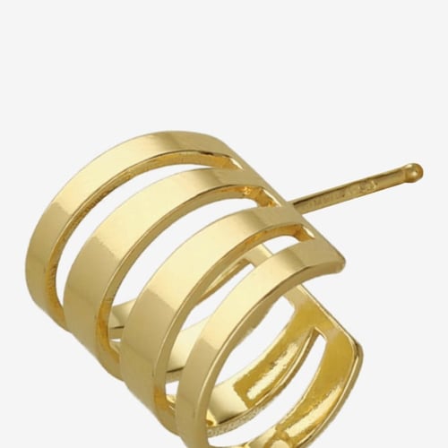 Briseida gold-plated short earrings in 4 bands shape