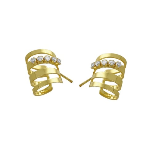 Briseida gold-plated short earrings white in 4 bands shape
