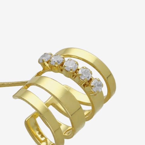 Briseida gold-plated short earrings white in 4 bands shape