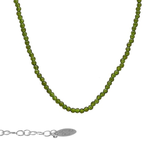 Paradise sterling silver short necklace green in mini crystals shape
