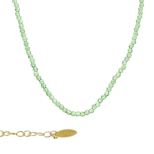 Paradise gold-plated short necklace green in mini crystals shape