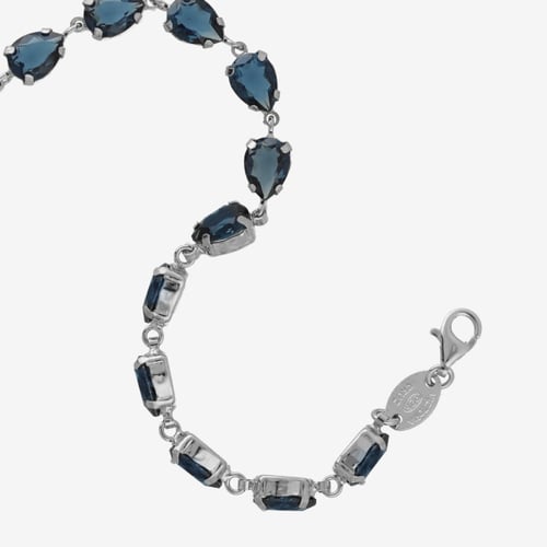 Diana sterling silver adjustable bracelet with blue in tear shape