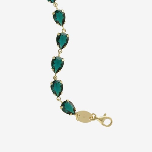 Diana gold-plated adjustable bracelet with green in tear shape