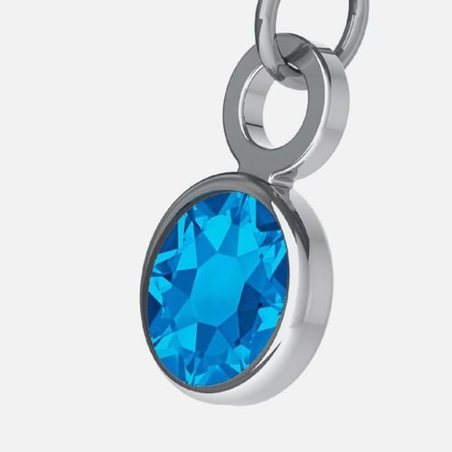 Colgante charm cristal color azul elaborado en plata