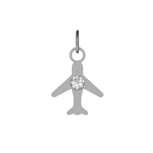 Charming sterling silver Charm white in airplane shape