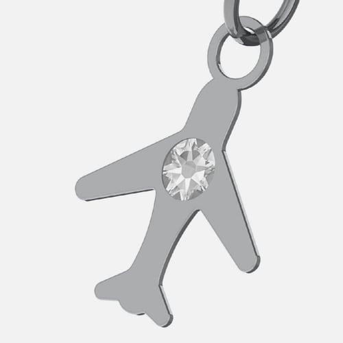 Charming sterling silver Charm white in airplane shape