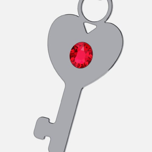 Abalorio llave rojo elaborado en plata