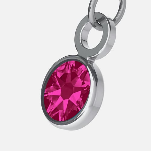Colgante charm cristal color rosa elaborado en plata