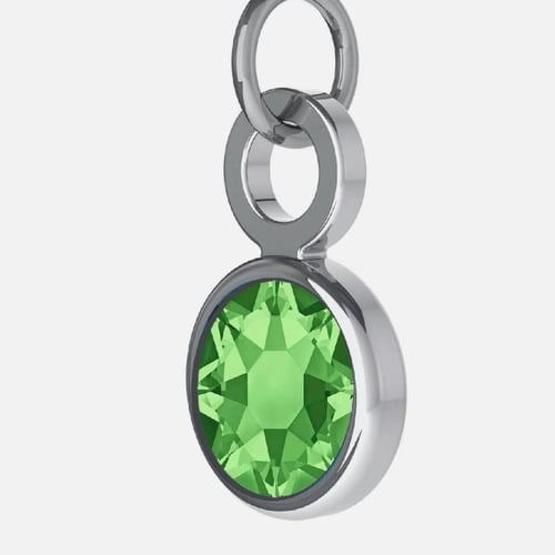 Colgante charm cristal color verde elaborado en plata