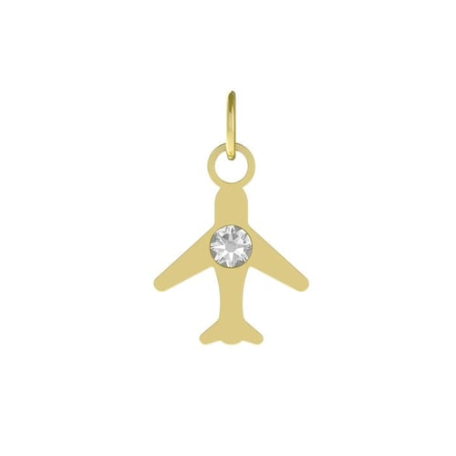 Charming gold-plated Charm white in airplane shape