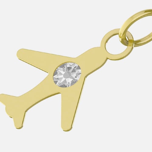 Charming gold-plated Charm white in airplane shape