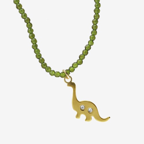 Charming gold-plated Charm white in dinosaur shape