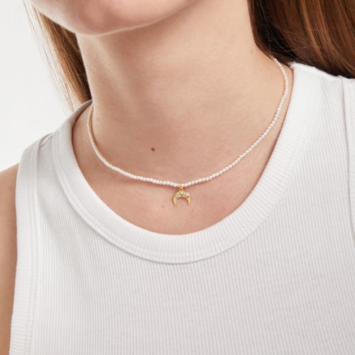 Charming gold-plated Charm white in moon shape