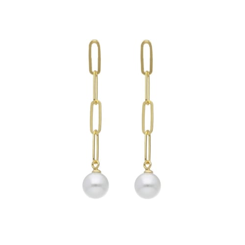 Pendientes eslabones perla de Paulette bañados en oro
