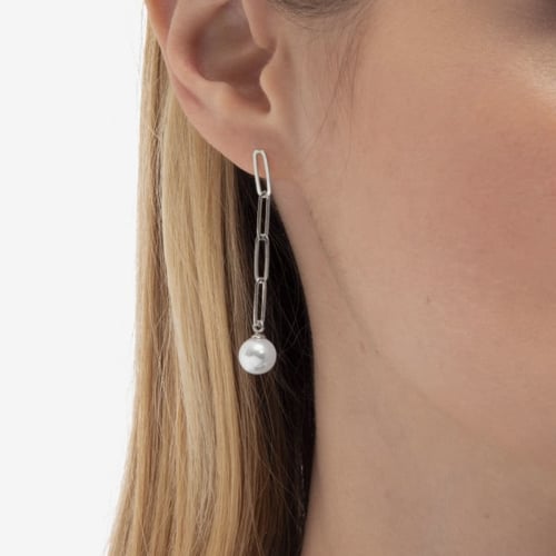 Pendientes eslabones perla de Paulette de plata