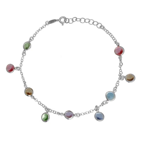 Sterling silver anklet with multicolour in crystals shape