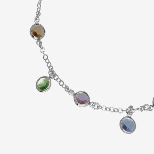 Sterling silver anklet with multicolour in crystals shape